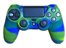 Silicone Cover For PS4 Controller Case Skin - Glossy Blue/Green Swirls - Games We Played